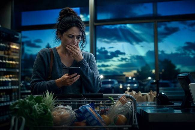 Woman at grocery checkout shocked to discover her bank account frozen by a
default judgment