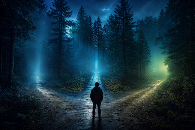 Person choosing between three paths to resolve default judgment debt through
settlement payment plan or bankruptcy