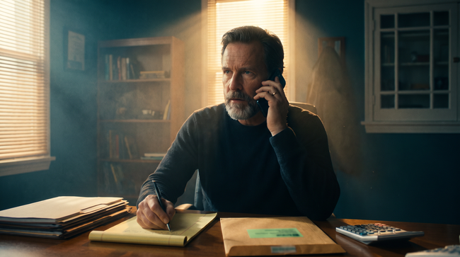 Determined man finally taking action on his debt by calling the collector and taking notes