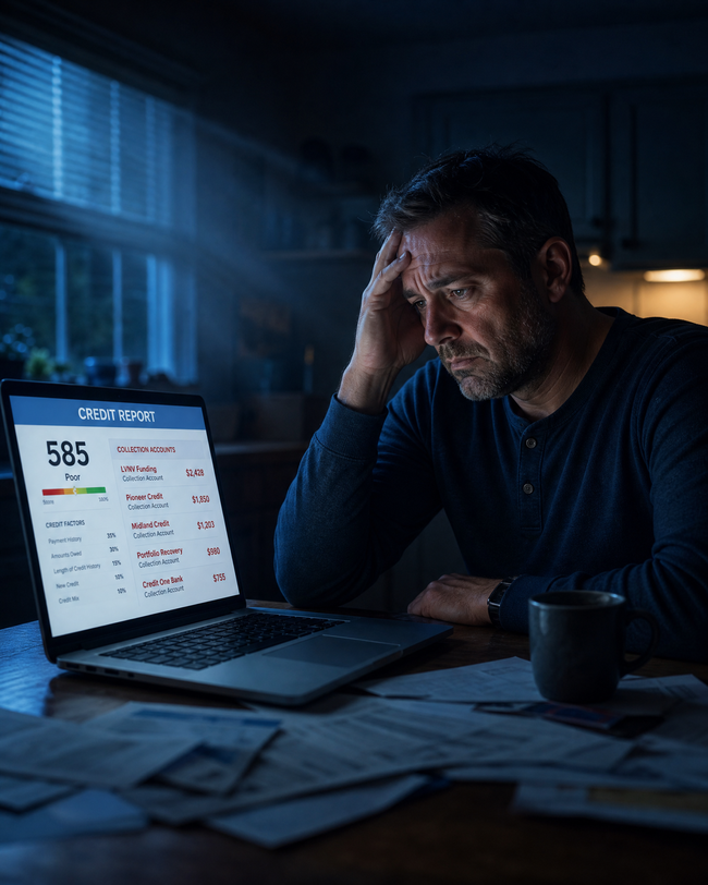 Man stressed about collections on credit report