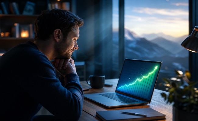 Credit score gradually climbing back up on a digital display showing recovery progress