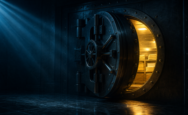 Hidden bank vault representing undisclosed policies about credit card hardship programs