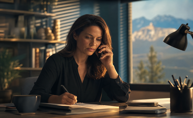 Person on phone negotiating terms for credit card hardship programs with a bank representative