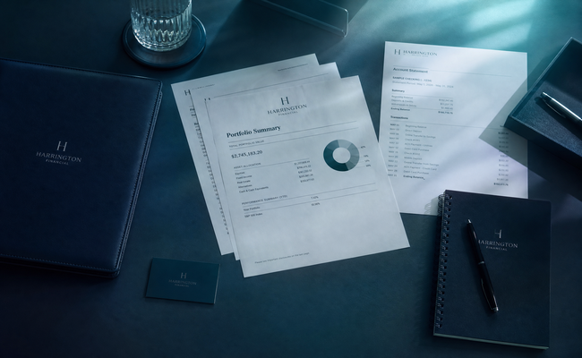 A neatly organized desk with financial documents prepared for a credit counseling session about a debt management plan.
