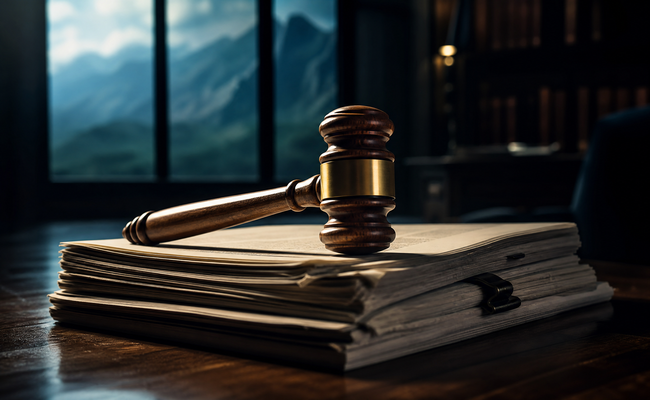 Judge gavel and legal documents representing court judgments for unpaid debt