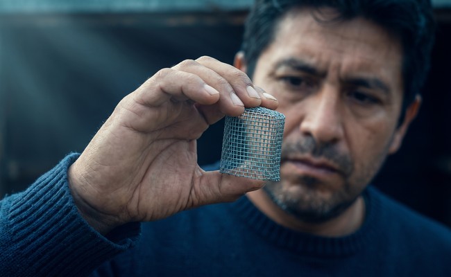 A beekeeper examining a small wire cage closely, the level of attention a bureau dispute requires.
