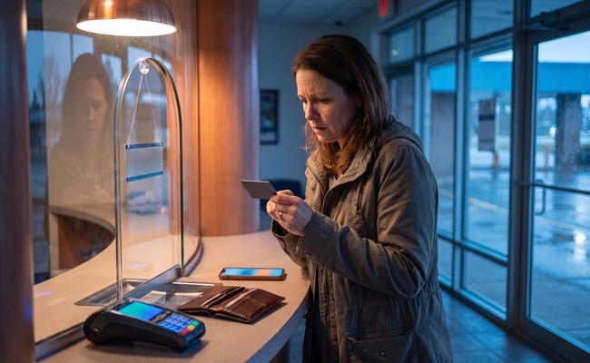 A person adult considers whether to use credit card during debt payoff in the planned setting.