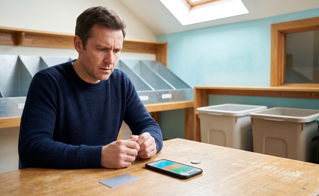 A person adult considers whether to use credit card during debt payoff in the planned setting.