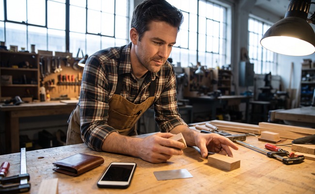 A person adult person separates fee and credit concerns after a reversed credit card payment in a community makerspace.
