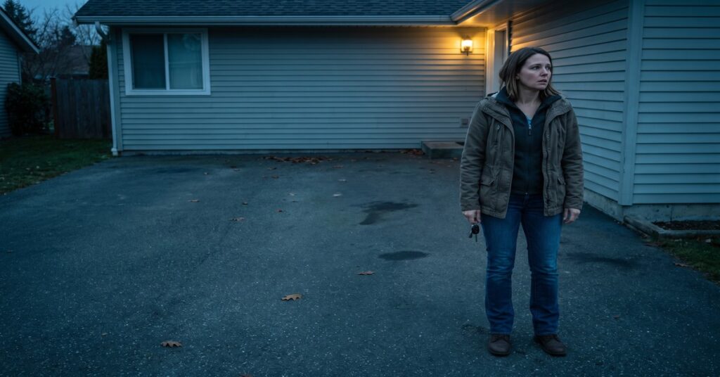 A worried borrower faces an empty driveway while weighing voluntary repossession vs selling car.