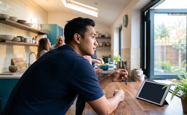 A person homeowner assessing a temporary mortgage hardship