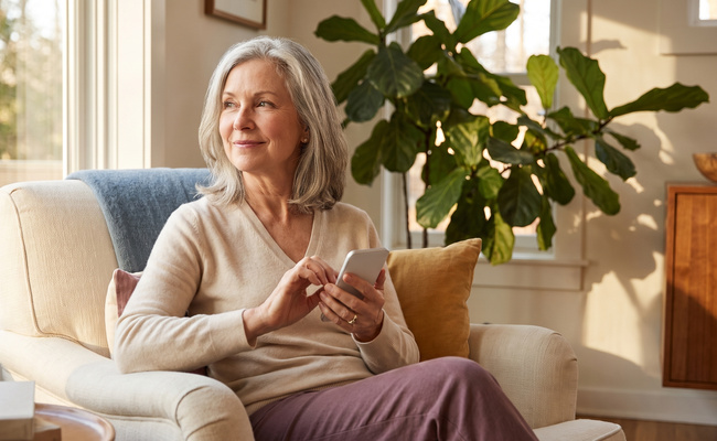 A person adult homeowner reviewing next steps after a missed mortgage payment in a warm living room