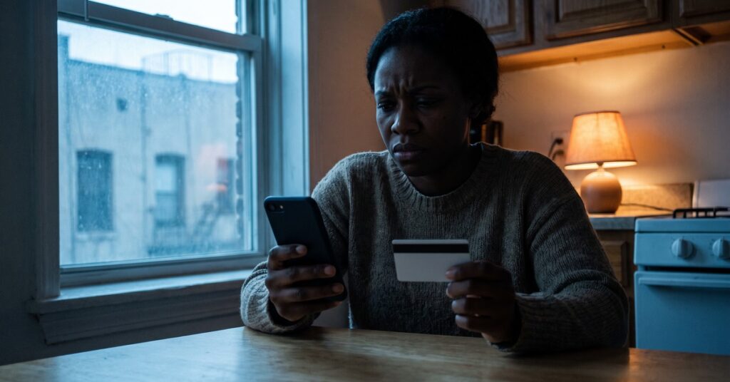 A person arranging replacement banking after a bank account closed due to overdraft.