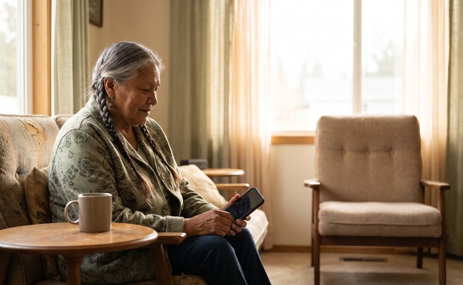 A person having a calm bank conversation after an account closure.