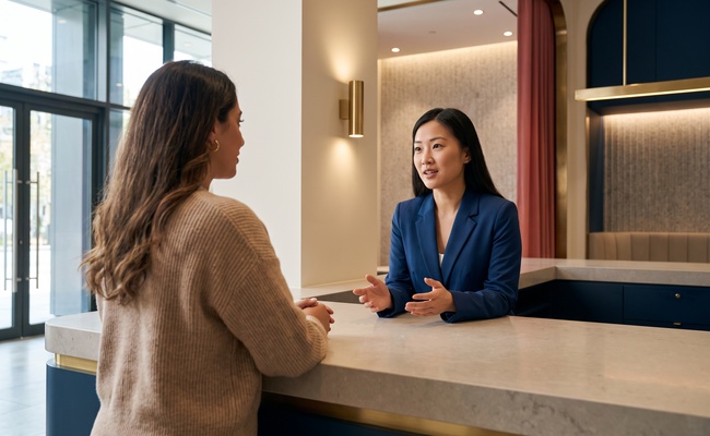 A person discussing how to stop an automatic ACH payment with a bank representative.