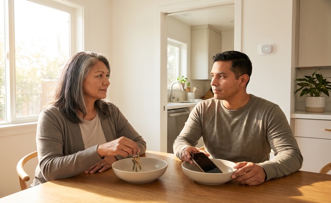 An adult discusses a sustainable payment sequence for catching up on rent arrears while protecting essentials.