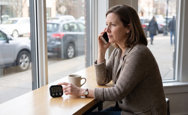 An adult records an important call and keeps track of follow-up timing during a bill crisis.