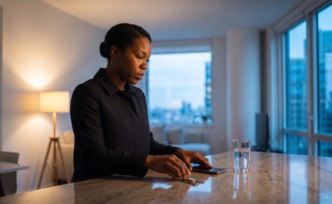 An adult prepares for a careful conversation about borrowing from family.