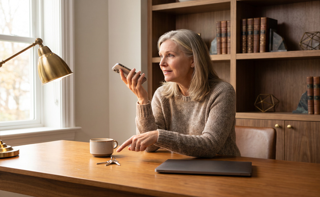 A person adult discusses a possible student loan rehabilitation path by phone.