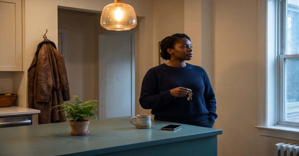 An adult woman holds keys beside a phone while considering a tax lien vs tax levy.