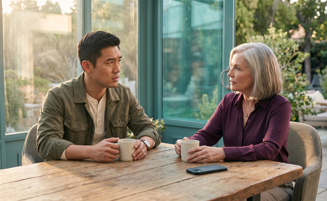 Two adults discuss automatic payment timing after missed buy now pay later payments.