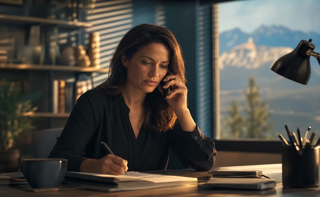 Person on phone negotiating terms for credit card hardship programs with a bank representative