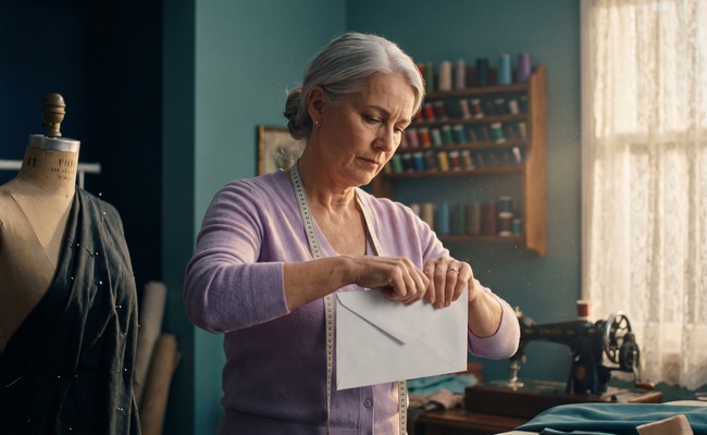 Woman sealing a written dispute letter to send by certified mail.
