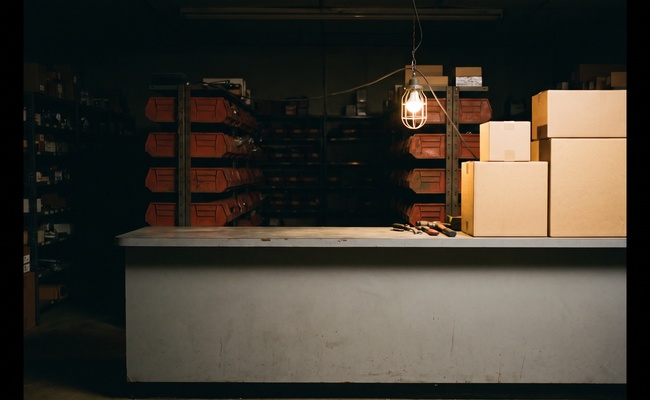 An empty parts counter under a single work light, marking the limits on how much a creditor can take money from a joint account.