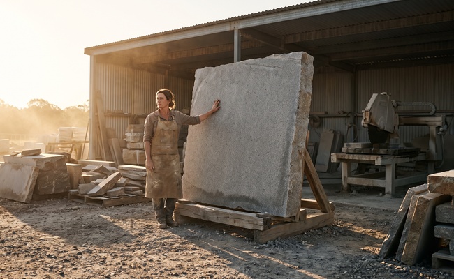 A stonecutter resting a hand on an uncarved slab, steady in the way a judgment debtor examination rewards.