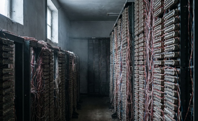 Rows of wire terminal strips in an old telephone exchange frame room, suggesting the patient tracing of records required to challenge an incorrect judgment.