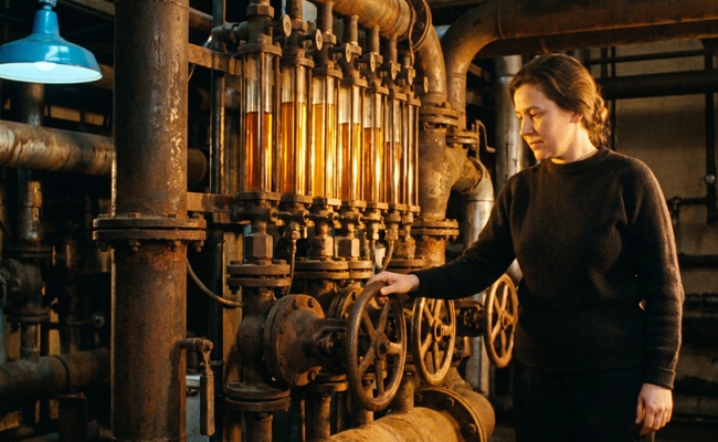 Heating plant glass sight tubes and cast iron valve wheels holding pressure by mechanism rather than by request